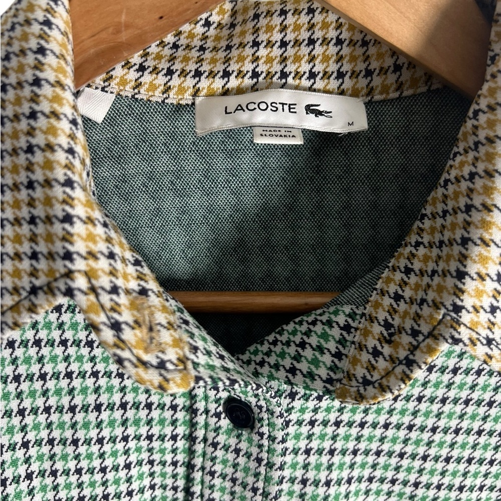 Lacoste Women's Green and Tan shirt - Elevated casual Wear - Size M - Picture 4 of 9